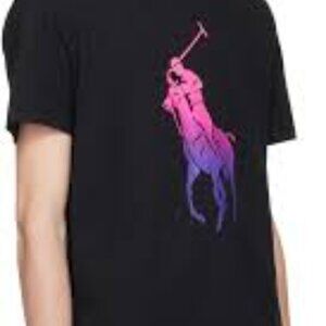 Polo Ralph Lauren Ombré Large Front Graphic Horse Black Tee